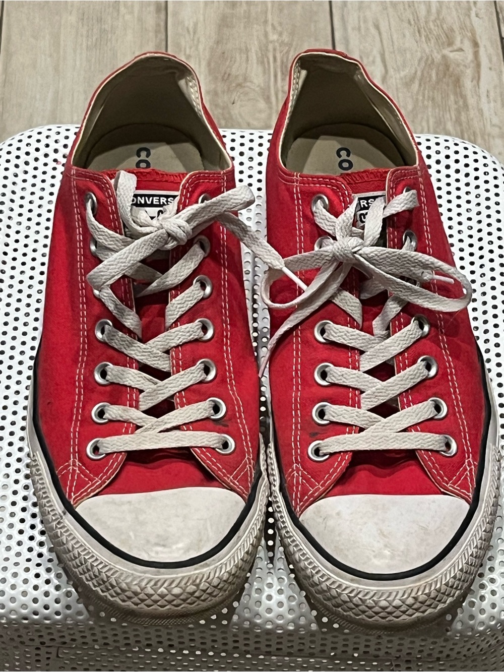 Converse Red Low-Top Canvas Sneakers with White Laces